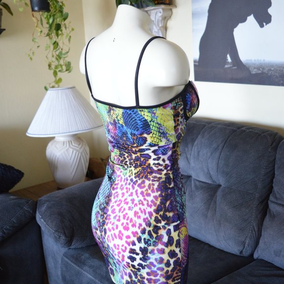 Symphony Ruched Slip Animal Print Snake Leopard Nighty Dress - Picture 5 of 8